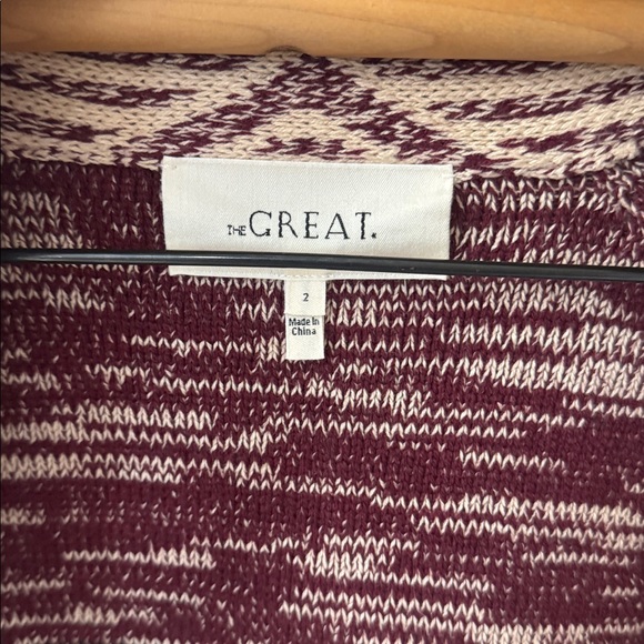 The GREAT RIDING CARDIGAN western Cream Black Burgundy Heavy Knit Medium - Picture 8 of 9